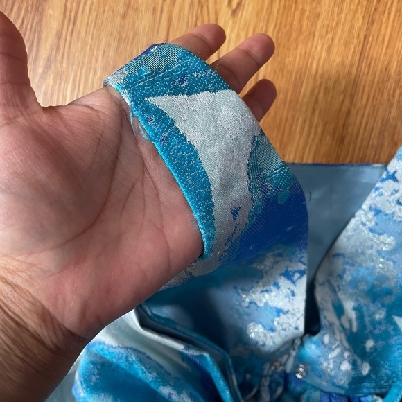 Halabaloo blue watercolor print dress back bow - Picture 13 of 15